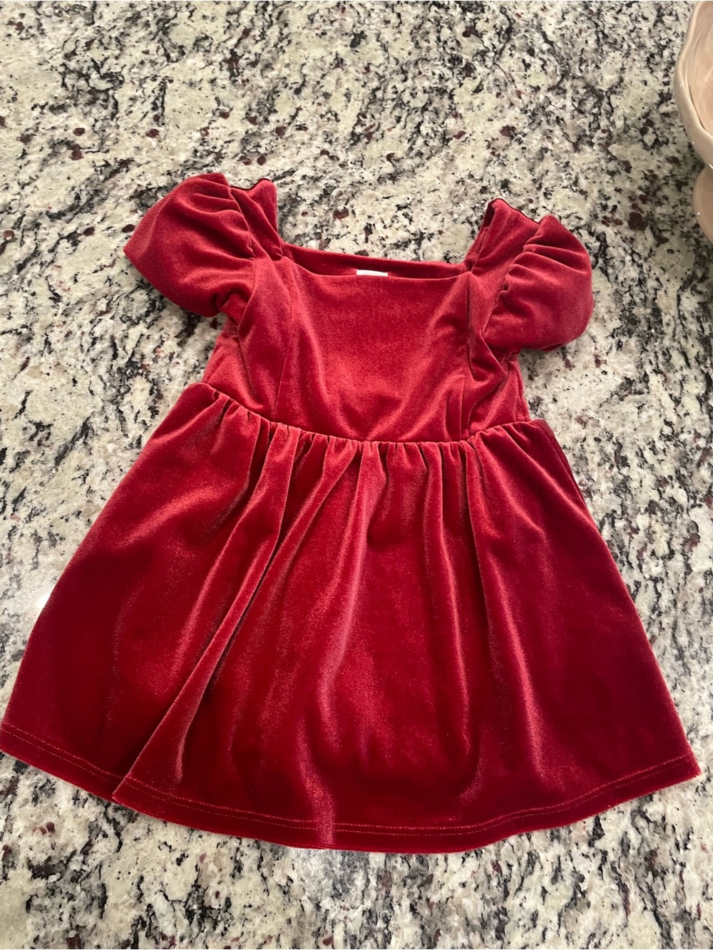 GAP Deep Red Velvet Puff-Sleeve Party Dress